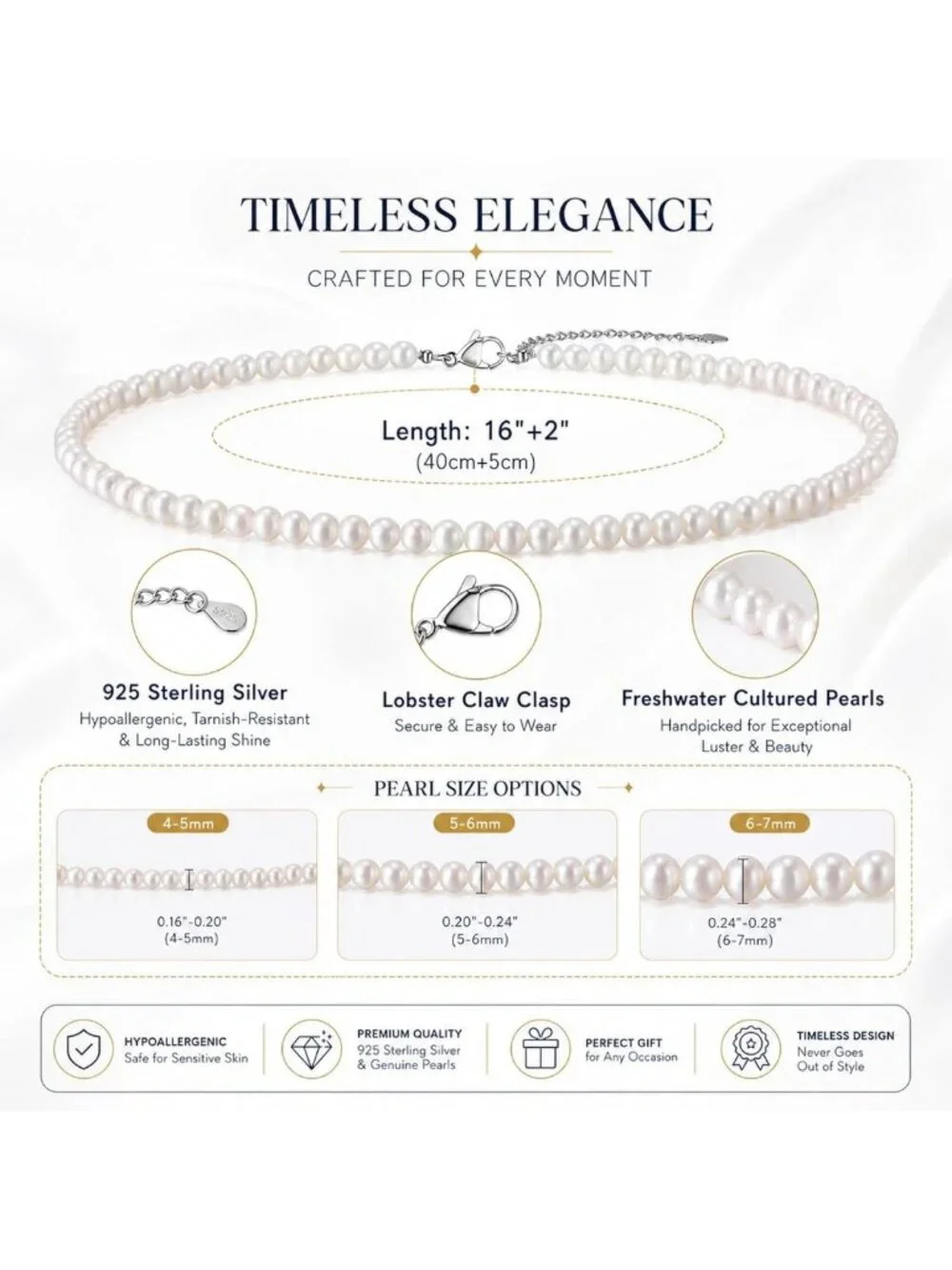 Elegant Freshwater Pearl Choker Necklace for Women - 16
